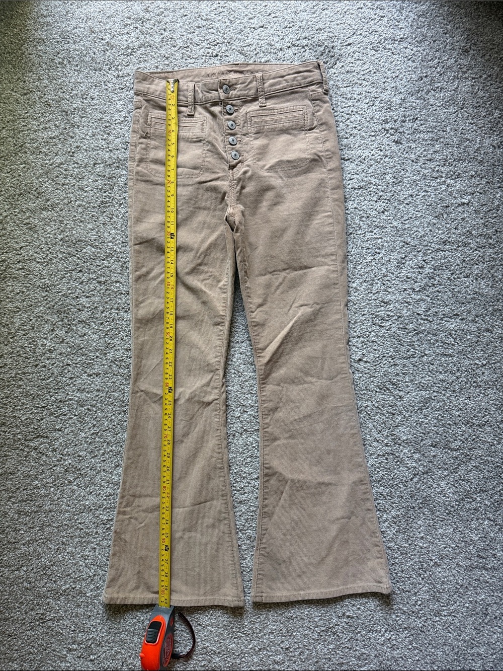American Eagle Super High Rise Corduroy Flare Pants Button Fly Size 6 - Picture 7 of 10